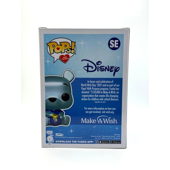 Funko POP Disney Winnie the Pooh SE Blue Metallic Make A Wish HT Exclusive - Picture 4 of 5